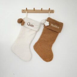 Personalised Fluffy Christmas Stockings - Embroidered Stocking Family Stockings, With Name, Monogram Stocking, Holiday Decor Gift - thumbnail 3
