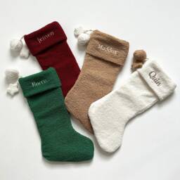 Personalised Fluffy Christmas Stockings - Embroidered Stocking Family Stockings, With Name, Monogram Stocking, Holiday Decor Gift