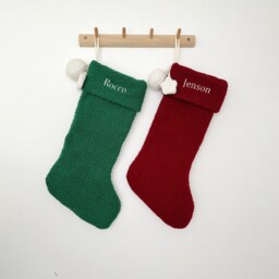 Personalised Fluffy Christmas Stockings - Embroidered Stocking Family Stockings, With Name, Monogram Stocking, Holiday Decor Gift - thumbnail 2