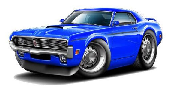 1969 Mercury Cougar Wall Decal Classic Car Photo, Man Cave Decor - image 1
