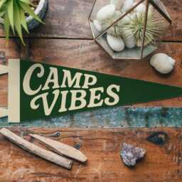 Camp Vibes Felt Pennant - Adventure Wall Decor, Summer Theme Gift, Hiking Wanderer Sign, Outdoor Lover Inspirational Travel Art - thumbnail 3