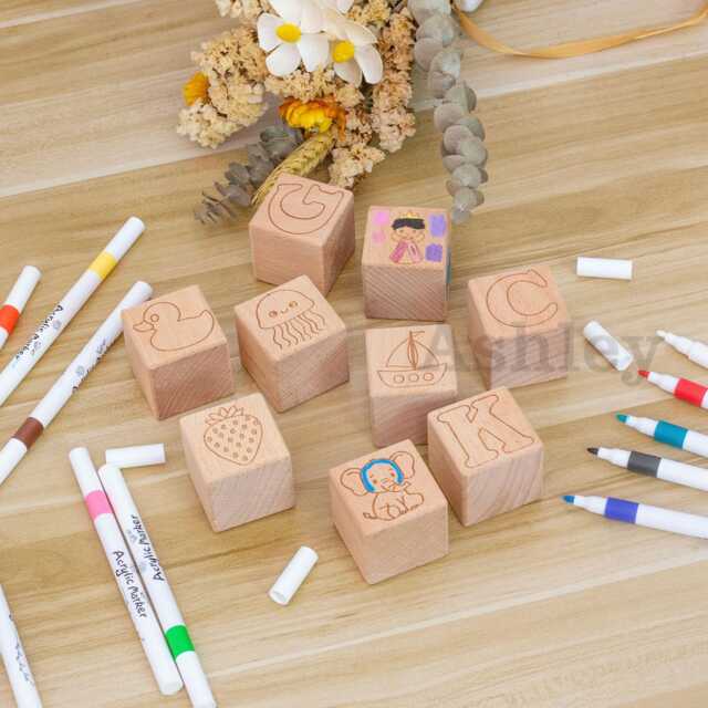 Baby Wooden Blocks, Natural Nursery Decor, Custom Name Alphabet Abc Letter Blocks - image 1