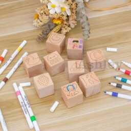 Baby Wooden Blocks, Natural Nursery Decor, Custom Name Alphabet Abc Letter Blocks - thumbnail 1