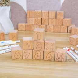 Baby Wooden Blocks, Natural Nursery Decor, Custom Name Alphabet Abc Letter Blocks - thumbnail 3