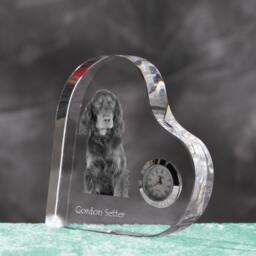 Gordon Setter - Crystal Clock in The Shape Of A Heart With Image Pure-Bred Dog - thumbnail 2