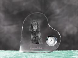Gordon Setter - Crystal Clock in The Shape Of A Heart With Image Pure-Bred Dog - thumbnail 1