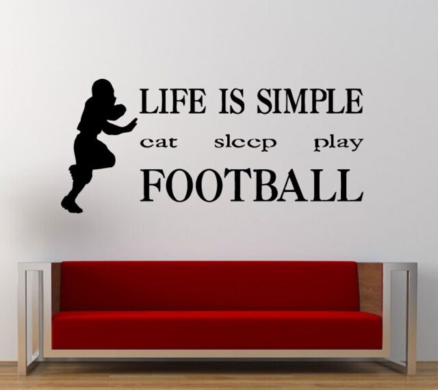 Eat Sleep Play Football Repeat American Sport Outdoors Wall Decal Sticker Vinyl Mural Leaving Bedroom Room Home Decor Free Shipping L299 - image 1