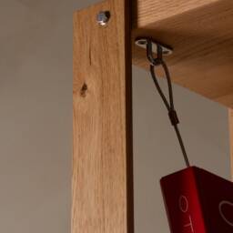 Konk ??? Classic Wooden Bookcase Bespoke Sizes Available Modern Oak & Wire Shelving Unit, Tension Detailed Bookshelf - thumbnail 3