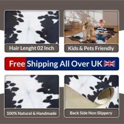 Genuine Leather Cowhide Rug - Small, Natural Black & White Accent Piece - thumbnail 4
