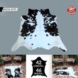 Genuine Leather Cowhide Rug - Small, Natural Black & White Accent Piece - thumbnail 2
