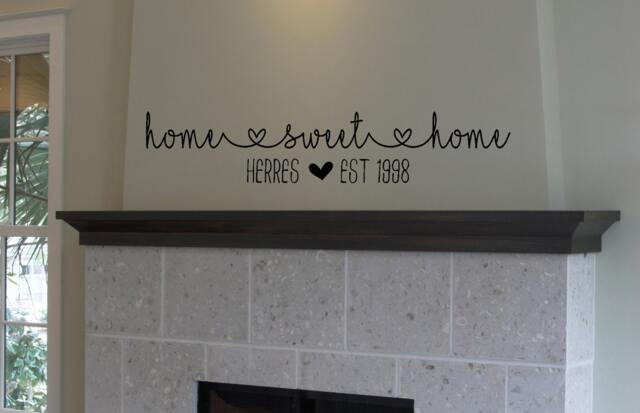 Home Sweet With Family Name - Decal Vinyl Sticker Est. Date Wall Decor Gift Wedding - image 1