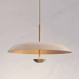Mid Century Modern Sputnik Chandelier, Ivory & Brass, Handmade Style - thumbnail 1