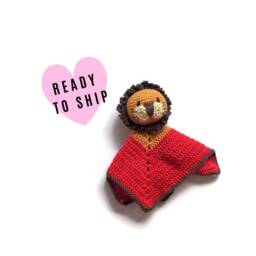 Ready To Ship Lion Baby Lovey - Crochet Amigurumi Cute Cuddly Blanket Snuggle Toddler Toy Newborn Safety - thumbnail 1