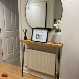 Narrow Console Table With Hairpin Legs Wooden Rustic Hallway UK 48 Hours Dispatch/48 Delivery Radiator Shelf - thumbnail 3
