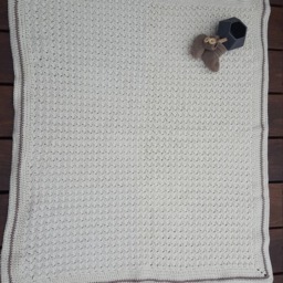 Handmade Cream Crochet Baby Blanket Neutral Bobble Stitch - thumbnail 4