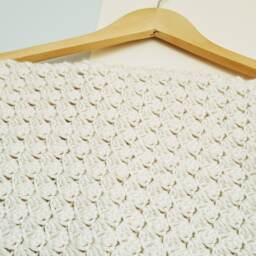 Handmade Cream Crochet Baby Blanket Neutral Bobble Stitch - thumbnail 2