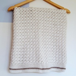 Handmade Cream Crochet Baby Blanket Neutral Bobble Stitch - thumbnail 3