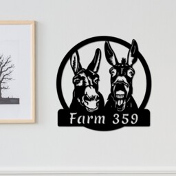 Custom Donkey Sign Personalized Donkeys Farm Metal Wall Art Family Name Farmer Gifts Farmhouse Decor - thumbnail 2