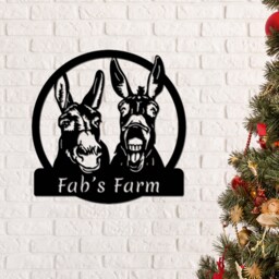 Custom Donkey Sign Personalized Donkeys Farm Metal Wall Art Family Name Farmer Gifts Farmhouse Decor - thumbnail 1