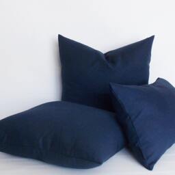 Navy Blue Linen Pillow Cover Decorative Throw Cushion, All Sizes - thumbnail 2
