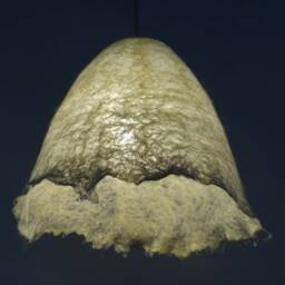 Felted Lamp, Handfelted Lampshade, Felted Natural Warm White Hanging Wool Pendant Light. Raw Made To Order - thumbnail 3
