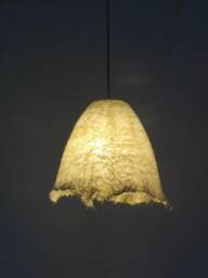 Felted Lamp, Handfelted Lampshade, Felted Natural Warm White Hanging Wool Pendant Light. Raw Made To Order