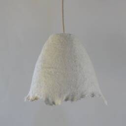 Felted Lamp, Handfelted Lampshade, Felted Natural Warm White Hanging Wool Pendant Light. Raw Made To Order - thumbnail 2