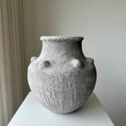 Set Of Two Vase Textured Earthenware Stoneware Unglazed Ceramic Vase Aged & Vintage Looked Perfect For Shelf, Coffee Tables Dresser - thumbnail 3