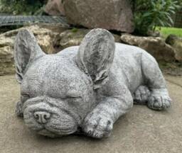 Stone Garden Lying Frenchie French Bulldog Dog Puppy Ornament Statue - thumbnail 1