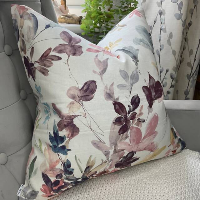 Abelia Floral Cushion Cover John Lewis Designer Fabric Pink White Double Sided High Quality Handmade Pillow Made in UK - image 1