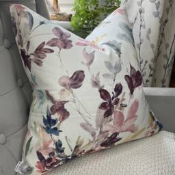 Abelia Floral Cushion Cover John Lewis Designer Fabric Pink White Double Sided High Quality Handmade Pillow Made in UK - thumbnail 1
