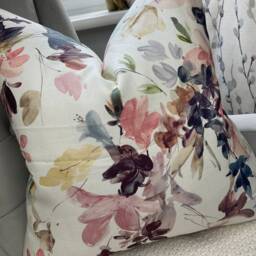 Abelia Floral Cushion Cover John Lewis Designer Fabric Pink White Double Sided High Quality Handmade Pillow Made in UK - thumbnail 2