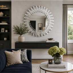 Large Sunburst Mirror, 122cm Bevelled Glass Statement Wall Mirror - thumbnail 1