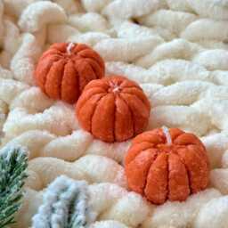 Christmas Candle Gift Set Of 3, Tangerine Shaped Candle, Festive Candle Gift, Winter Home Decor, Christmas Aesthetic Gift, Thank You Vigan - thumbnail 2