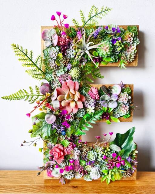 Faux Succulent Wall Letter Plant Decor Sign - Up To 12 - image 1