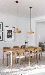 Elegant Set Of 2 Oak Pendant Lights For A Cozy Kitchen, Handcrafted Wooden Hanging Lamps Fall Hosting Decor - thumbnail 1
