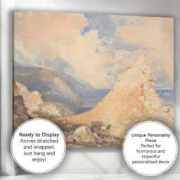 Coastal Cliffs & Sea Watercolour Landscape Painting Canvas Wall Art Print Decor Picture Ready To Hang - thumbnail 3