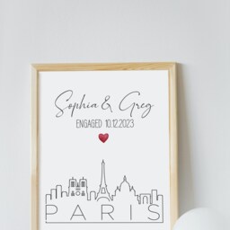 Personalized Paris Engagement Print, Wedding Gift, France Wall Art - thumbnail 2