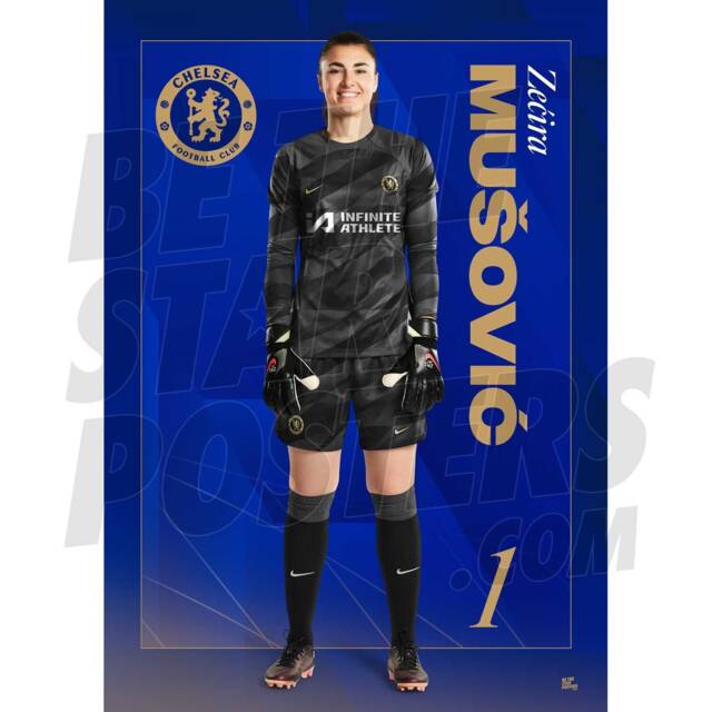 Chelsea Women Fc Musovic 23/24 Headshot Poster - Officially Licensed Product A3/A4