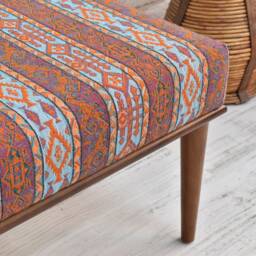 Ottoman Entryway Bench, Woven Kilim Upholstered Housewarming Gift Bench Indoor Furniture, Dining Bench Stool - thumbnail 4