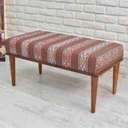 Ottoman Entryway Bench, Woven Kilim Upholstered Housewarming Gift Bench Indoor Furniture, Dining Bench Stool - thumbnail 2