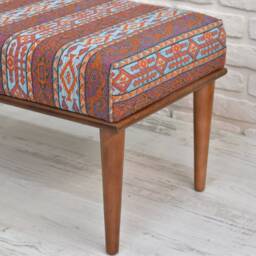 Ottoman Entryway Bench, Woven Kilim Upholstered Housewarming Gift Bench Indoor Furniture, Dining Bench Stool - thumbnail 3