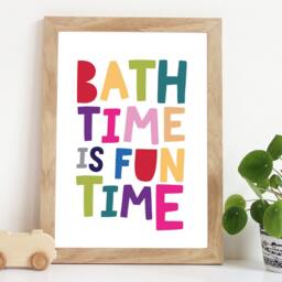 Bath Time Print, Kids Bathroom Prints, Wall Art, Sign, Decor, Girls Nursery Rainbow, Rules - thumbnail 1