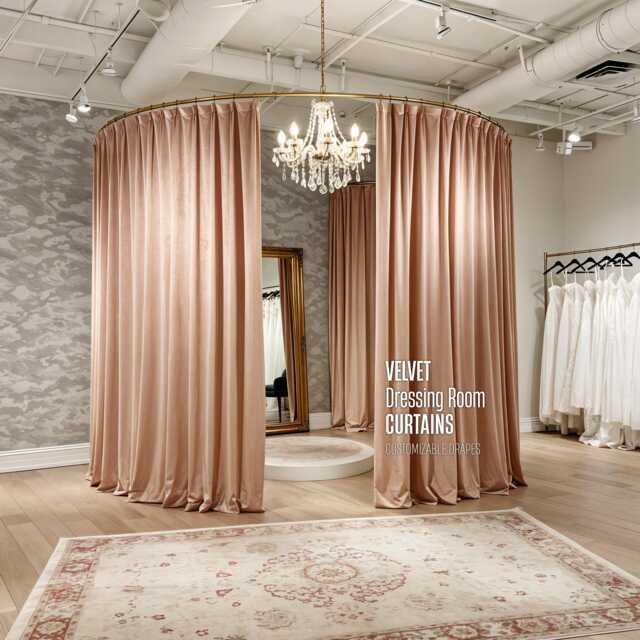 Velvet Curtain For Dressing Room, Fitting Room Privacy Curtain, Custom Drapes, Privacy Changing Panels - image 1