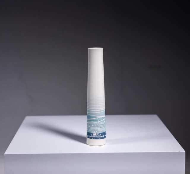 Handmade Porcelain Bud Vase Modern Seascape Ceramic Stem Vase - image 1