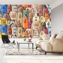 Cartoon Dogs Peel & Stick Wallpaper Mural Colorful Kids Wall Decor - thumbnail 2