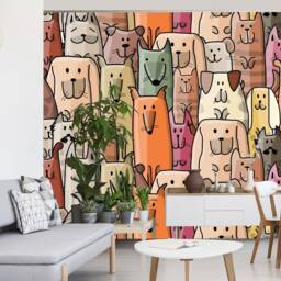 Cartoon Dogs Peel & Stick Wallpaper Mural Colorful Kids Wall Decor - thumbnail 3