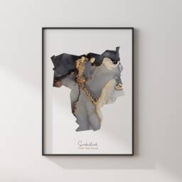 Sunderland Map Black & Gold Wall Art Print - Tyne & Wear England United Kingdom Great Britain - thumbnail 3