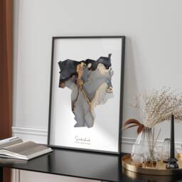 Sunderland Map Black & Gold Wall Art Print - Tyne & Wear England United Kingdom Great Britain - thumbnail 1
