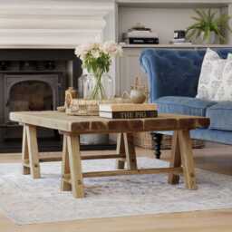 Handcrafted Rustic Wood Coffee Table - Trestle Legs Ben Simpson Furniture - thumbnail 3